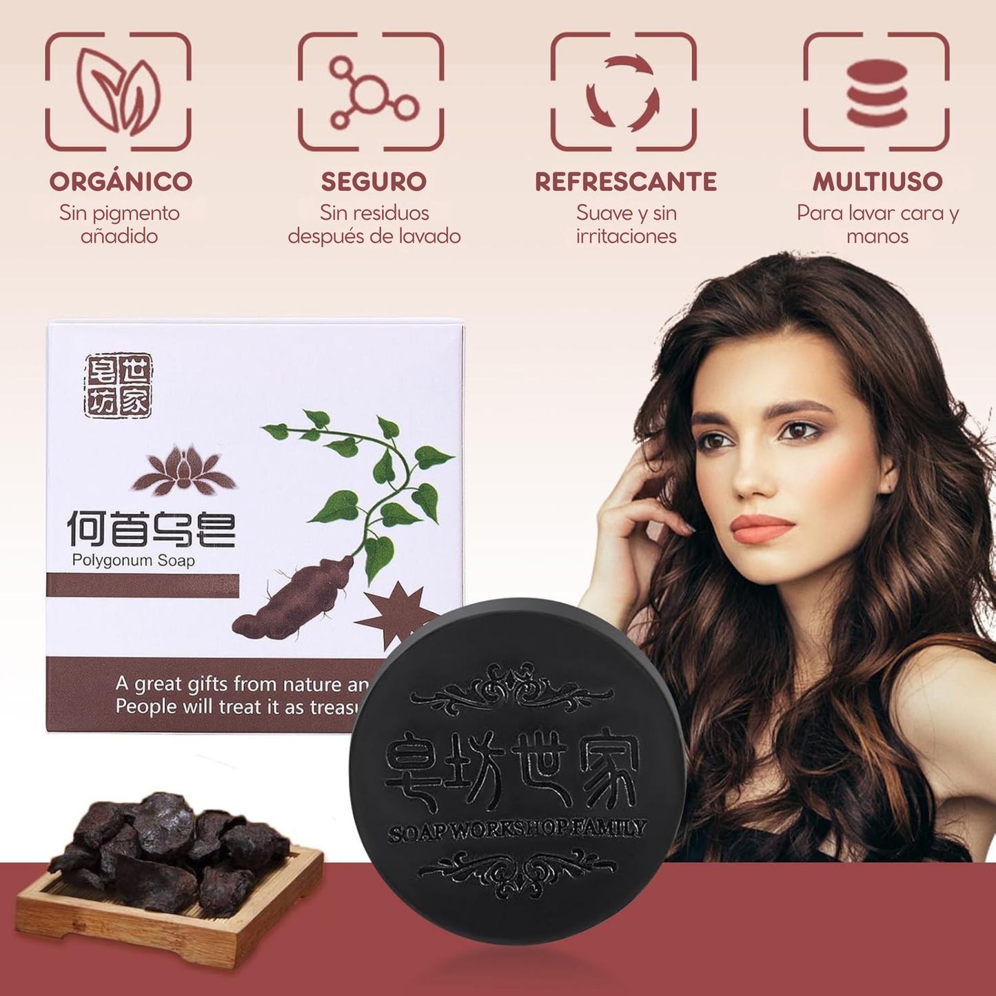 Shouwu® 3x1 - Jabón de polygonum para el cabello
