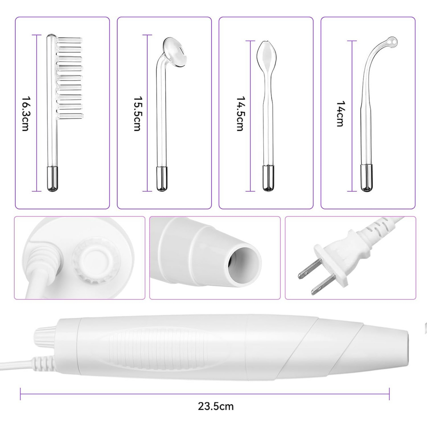 Kit de Alta Frecuencia Facial y Capilar – 4 Tubos Intercambiables