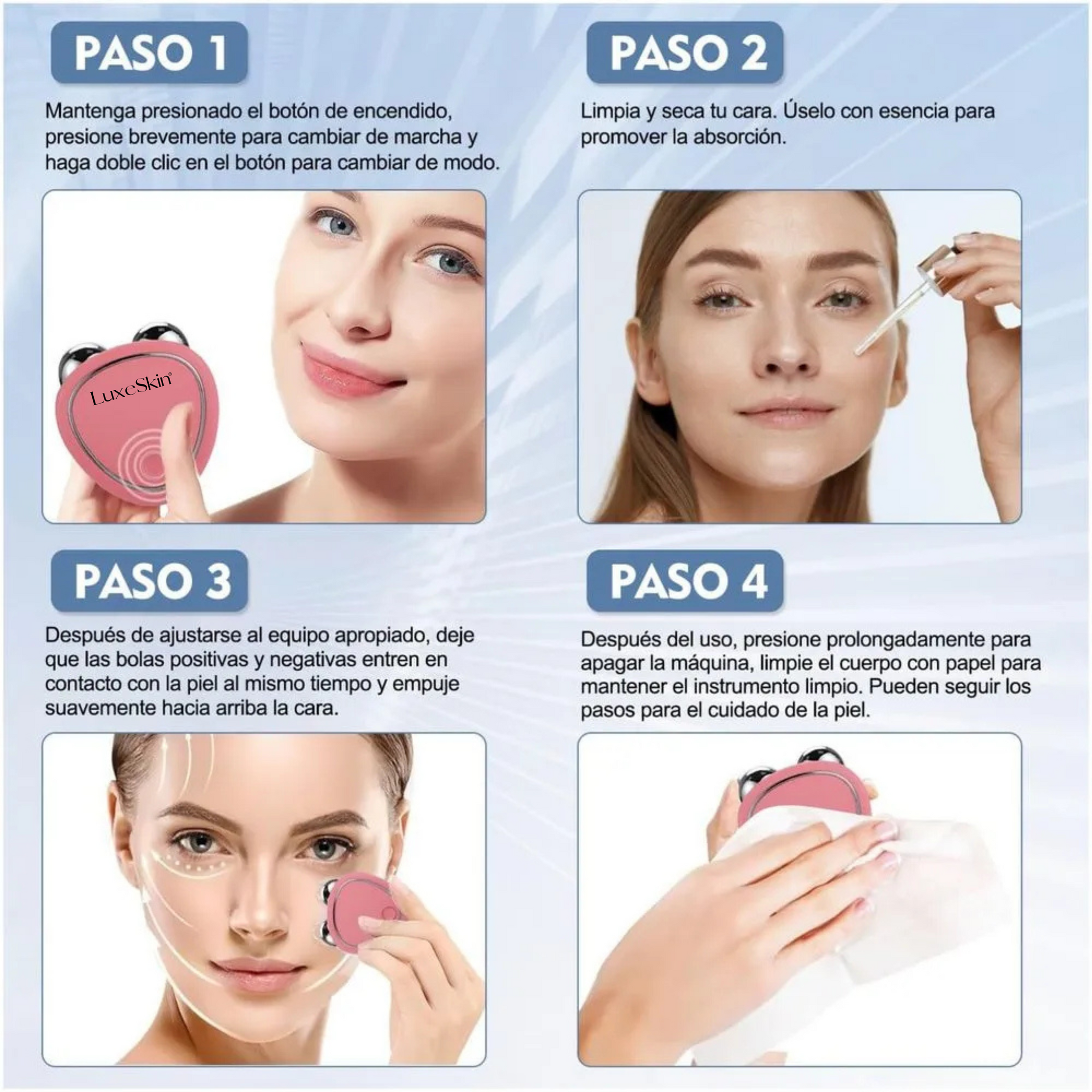 LuxeSkin® - Masajeador de microcorriente facial