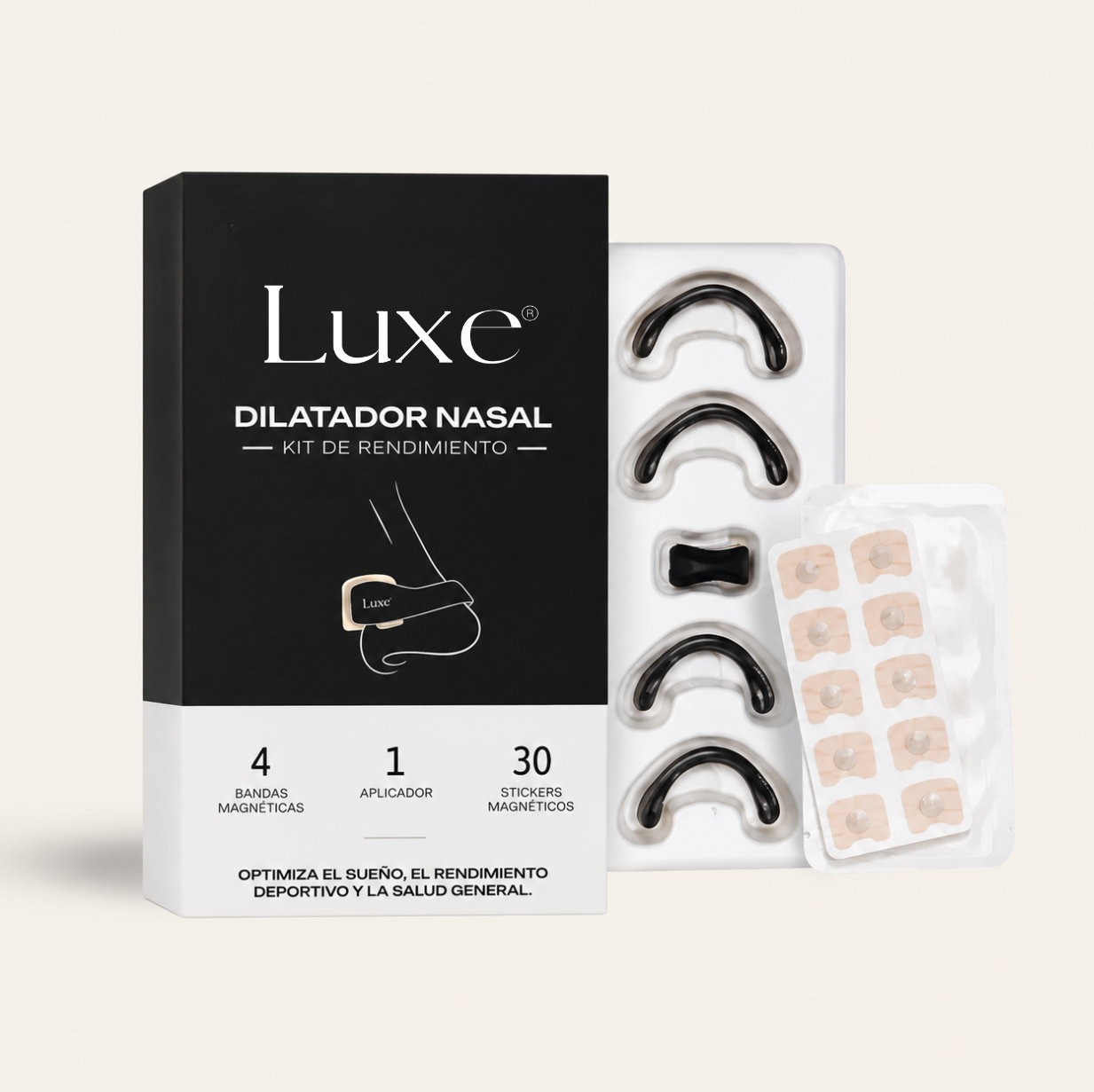 Dilatador Nasal Luxe® – Tiras Nasales Magnéticas (4 niveles)