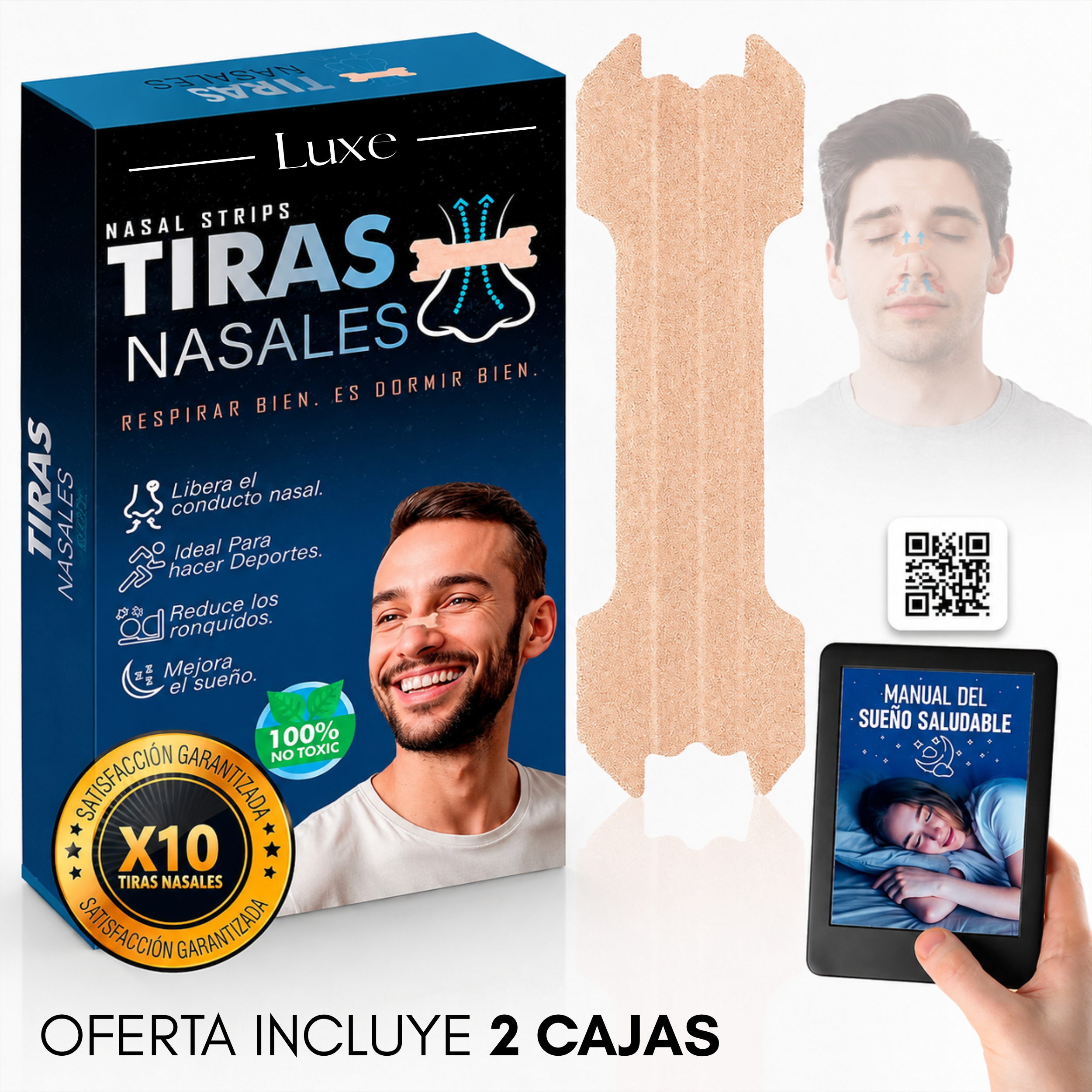 Luxe Tiras Nasales Adhesivas: Pack Doble 2x1 (20 Tiras)
